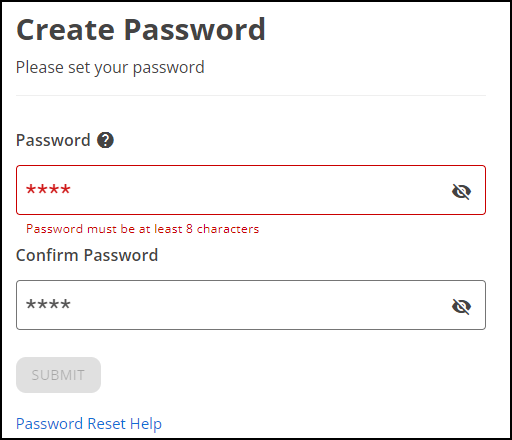 Image of invalid password